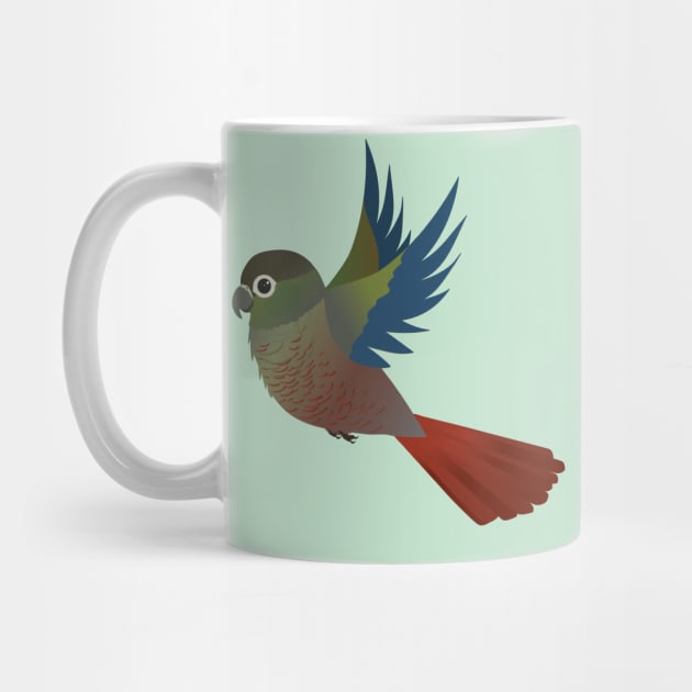 Flying Green-cheeked conure by Bwiselizzy